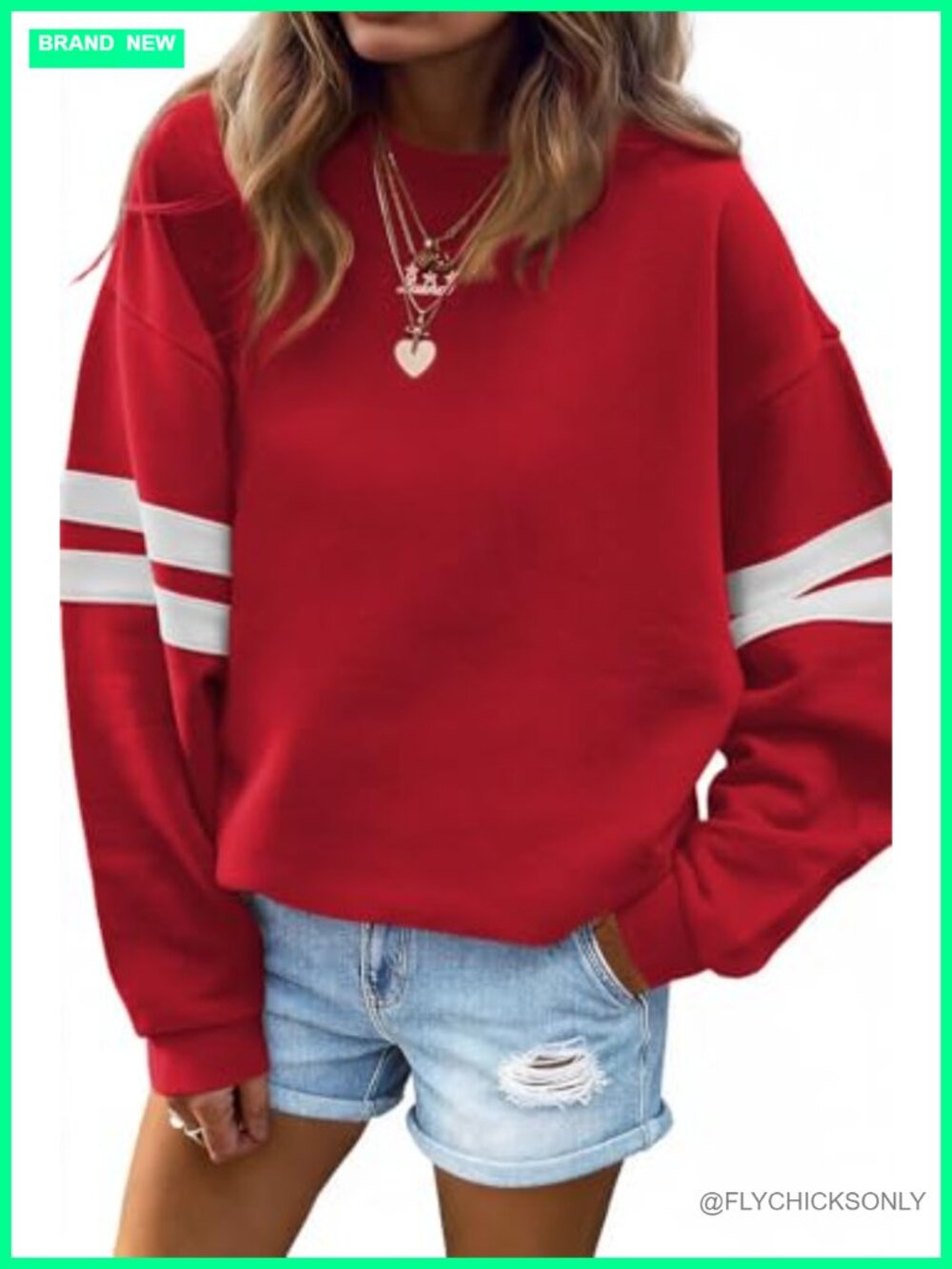 Oversized Striped Sweatshirt Women Pullover Crewneck Cotton Blend Casual